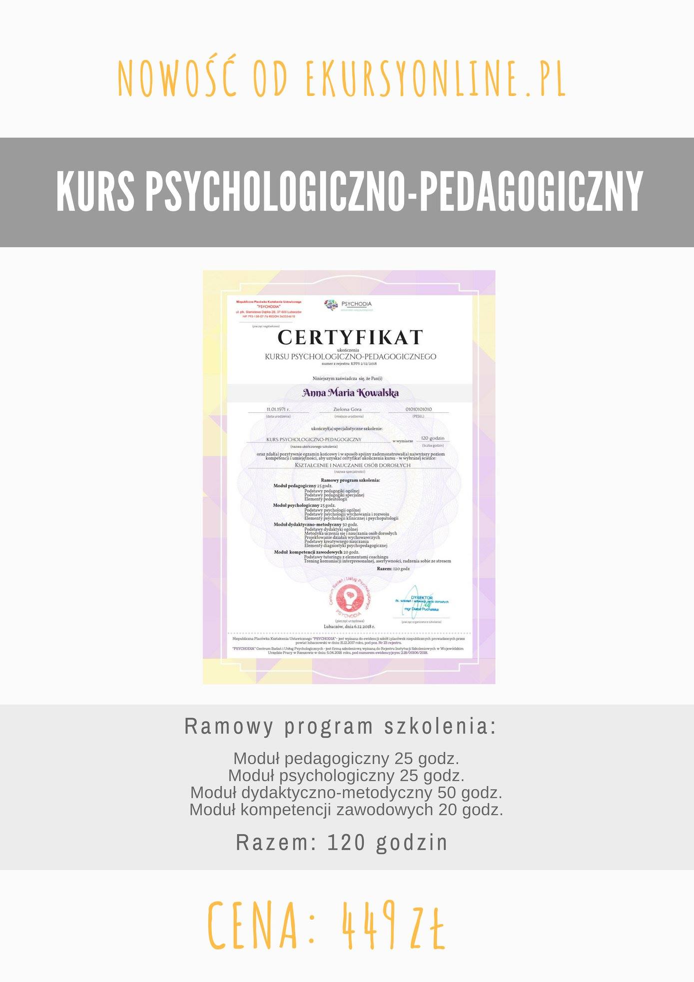 KURS PSYCHOLOGICZNO-PEDAGOGICZNY
